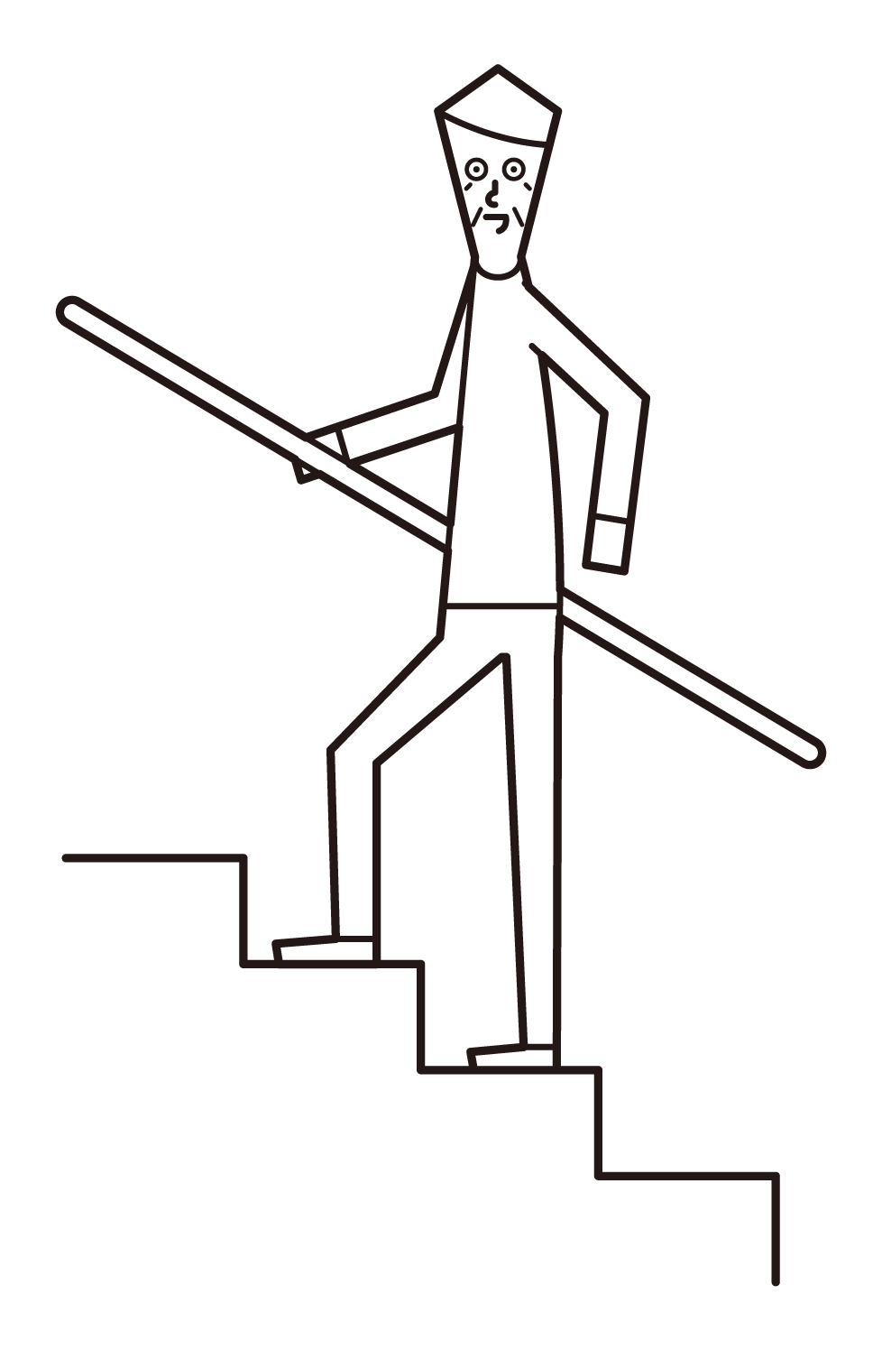 階段を上る人（おじいさん）のイラスト