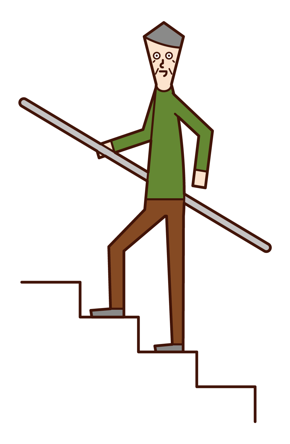 Illustration of a person going up the stairs (grandfather)