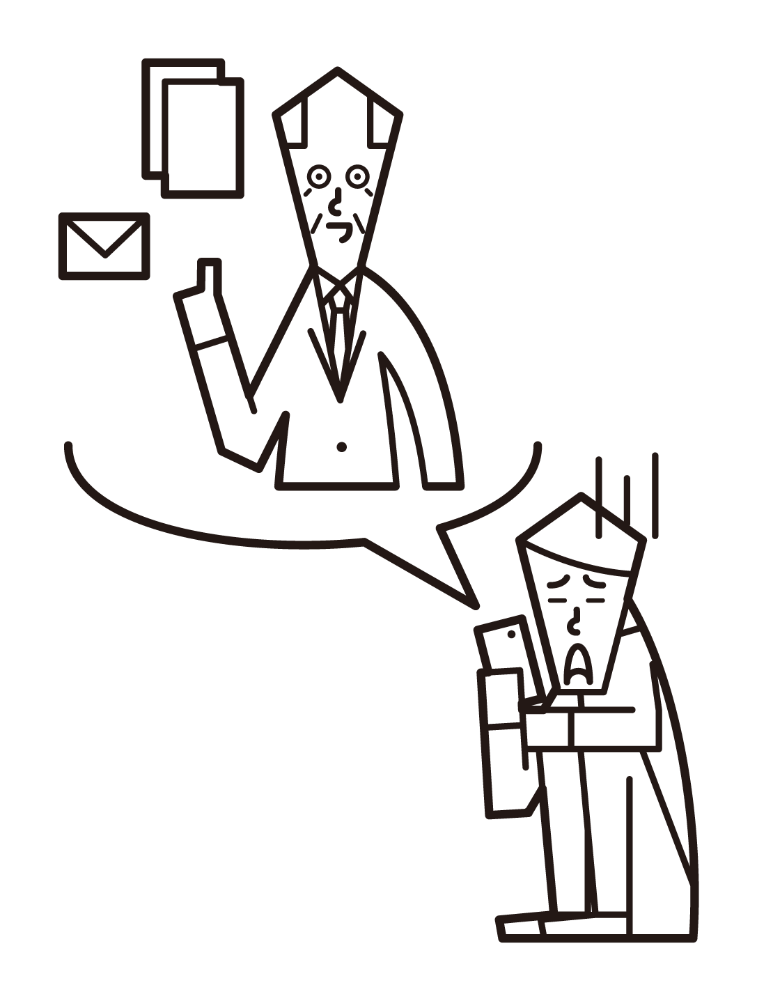 Illustration of a man who suffers from contact from his boss