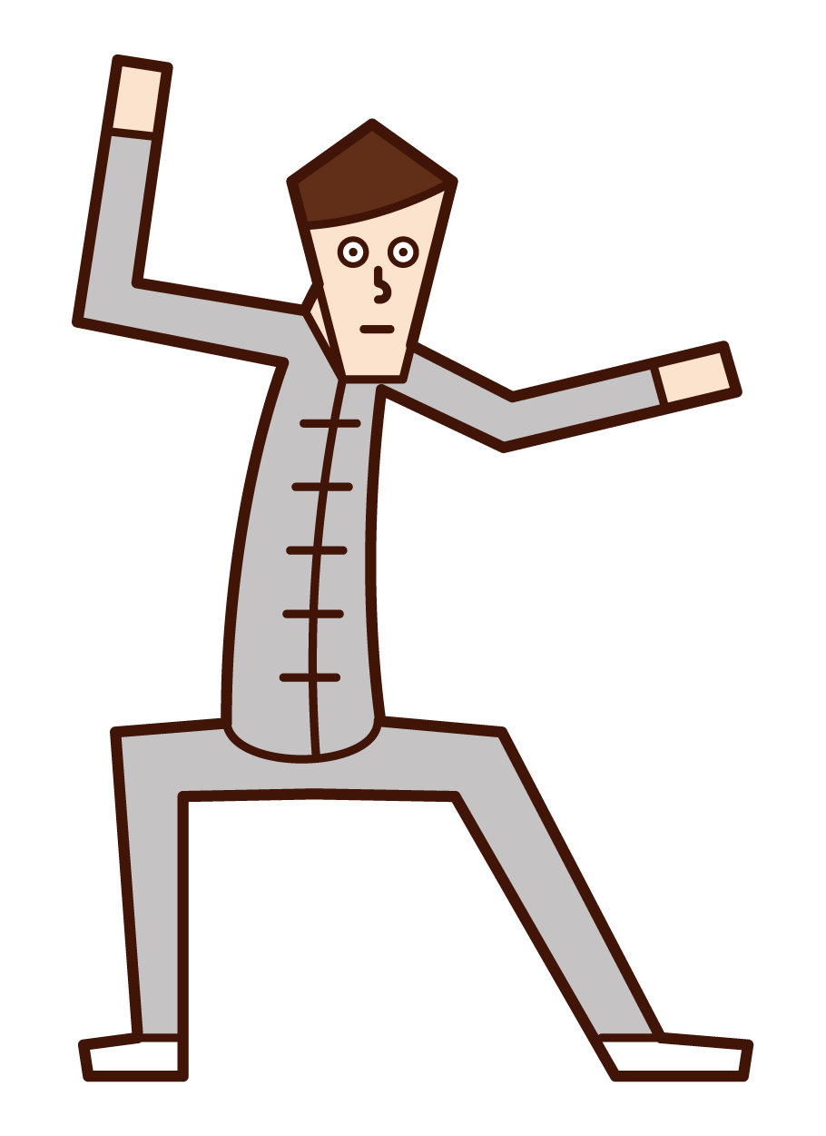 Illustration of a man (male) who is doing Tai Chi