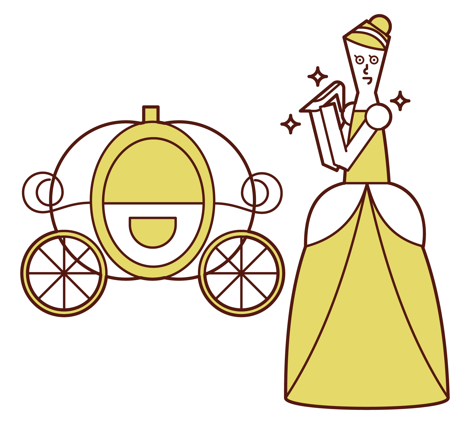 シンデレラと南瓜の馬車（女性）のイラスト