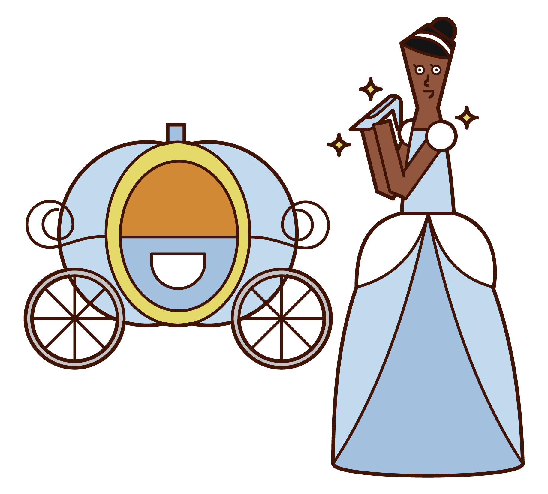 Illustration of Cinderella and pumpkin carriage (female) – Free  illustrations KuKuKeKe
