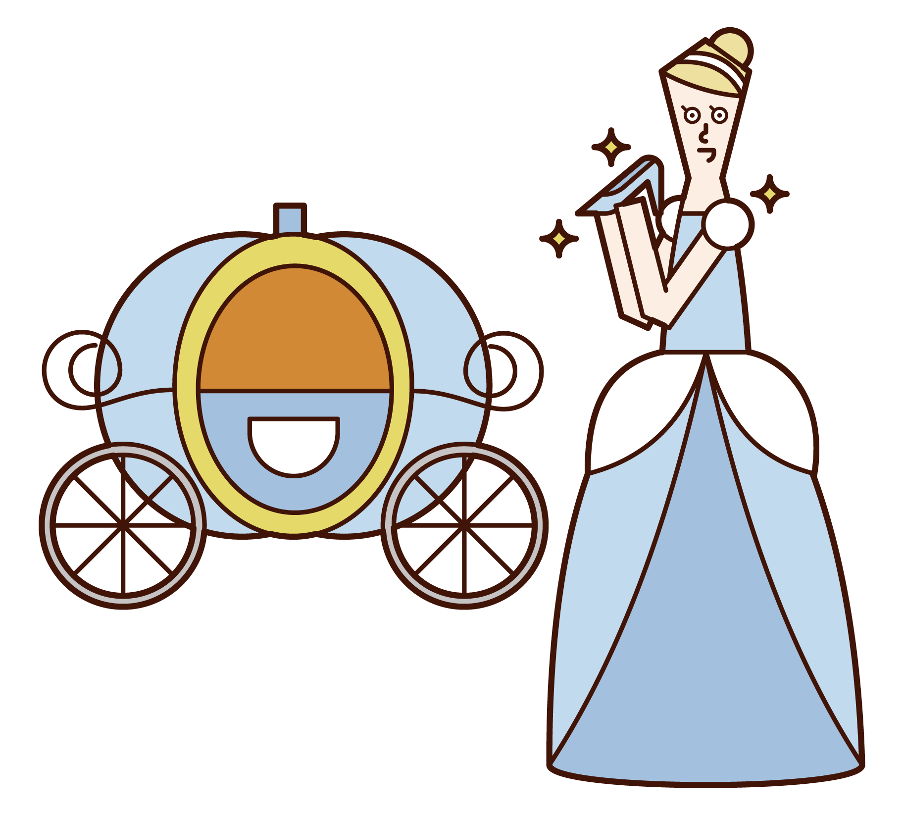 灰姑娘和南瓜馬車（女性）的插圖