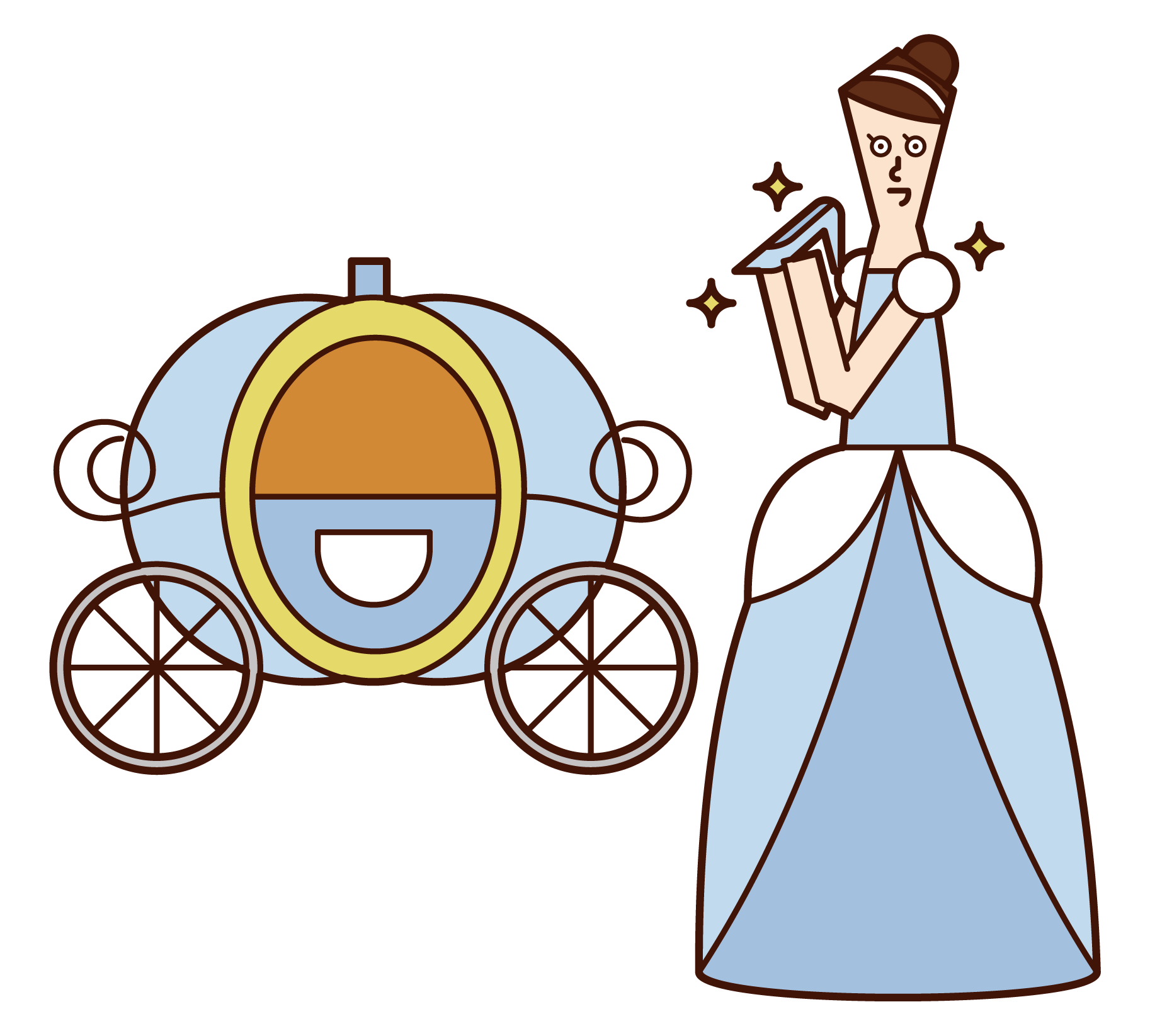 灰姑娘和南瓜馬車（女性）的插圖