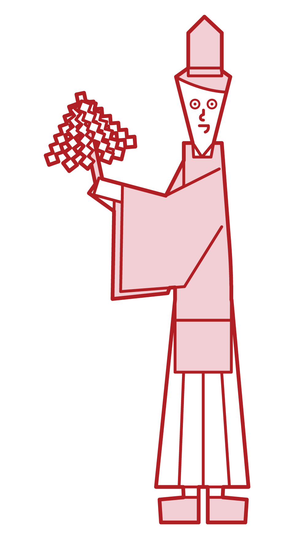 Illustration of a shinto priest (male) who exorcies