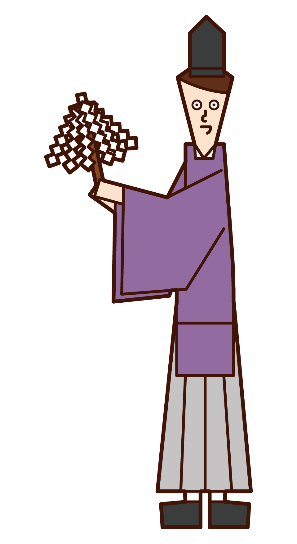 Illustration of a shinto priest (male) who exorcies
