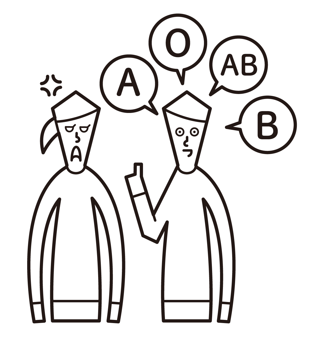 Illustration of a person (male) who is harassing blood type