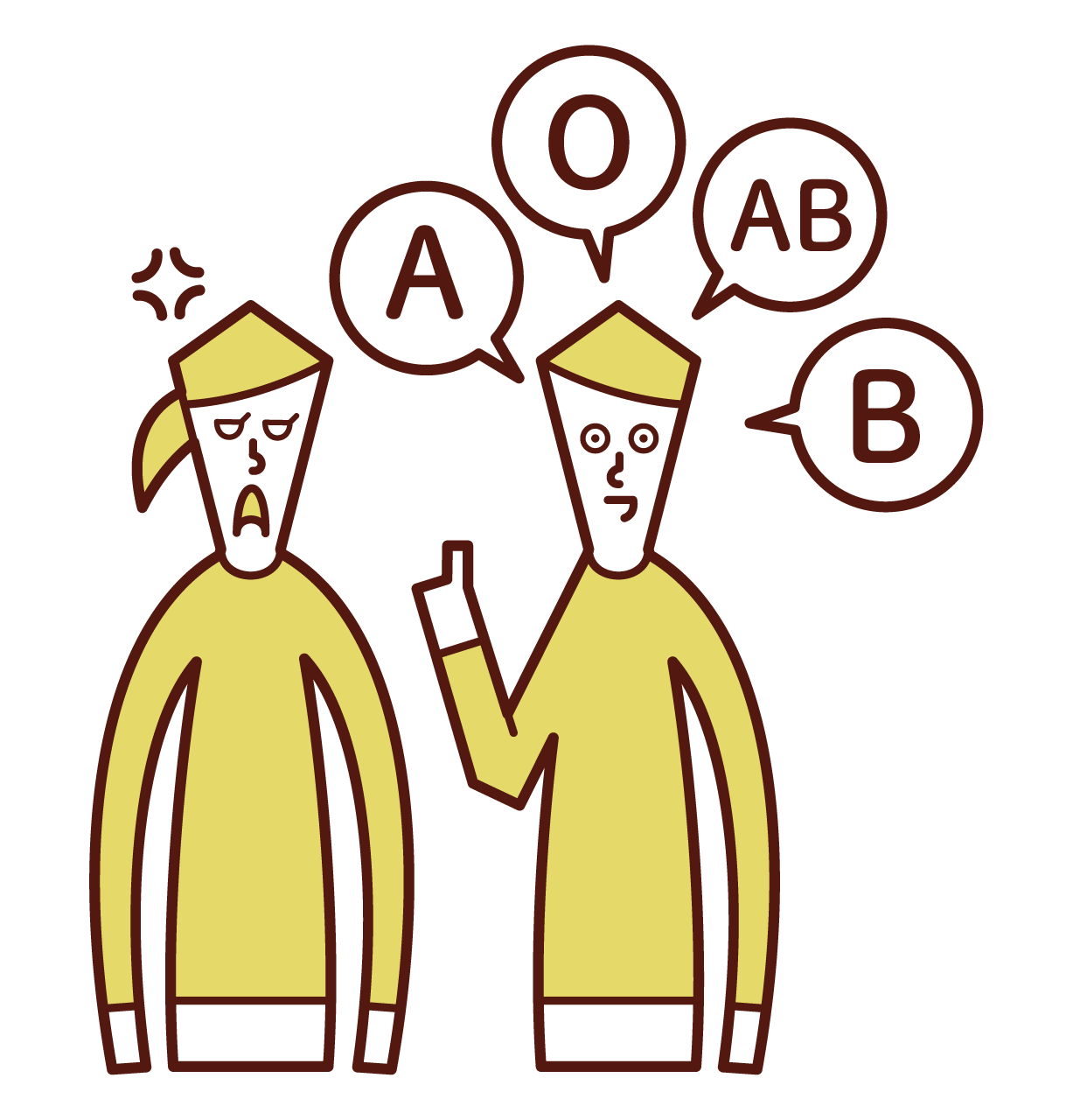 Illustration of a person (male) who is harassing blood type