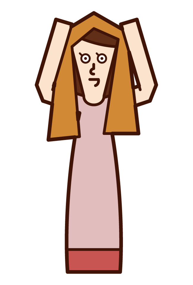 Illustration of a man drying his hair with a towel