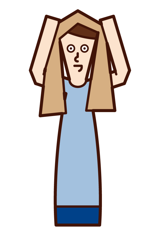 Illustration of a man drying his hair with a towel