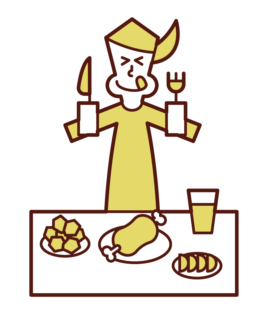 Illustration of a woman eating deliciously