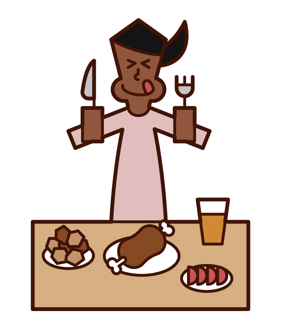 Illustration of a woman eating deliciously