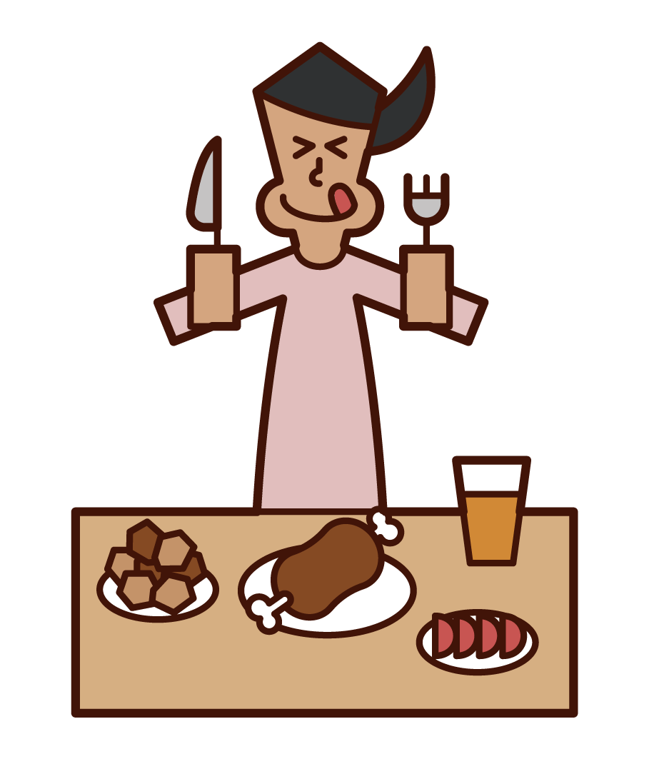 Illustration of a woman eating deliciously