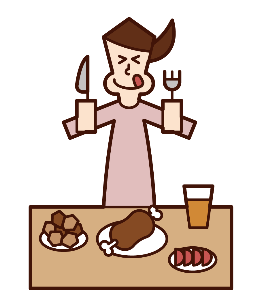 Illustration of a man eating deliciously