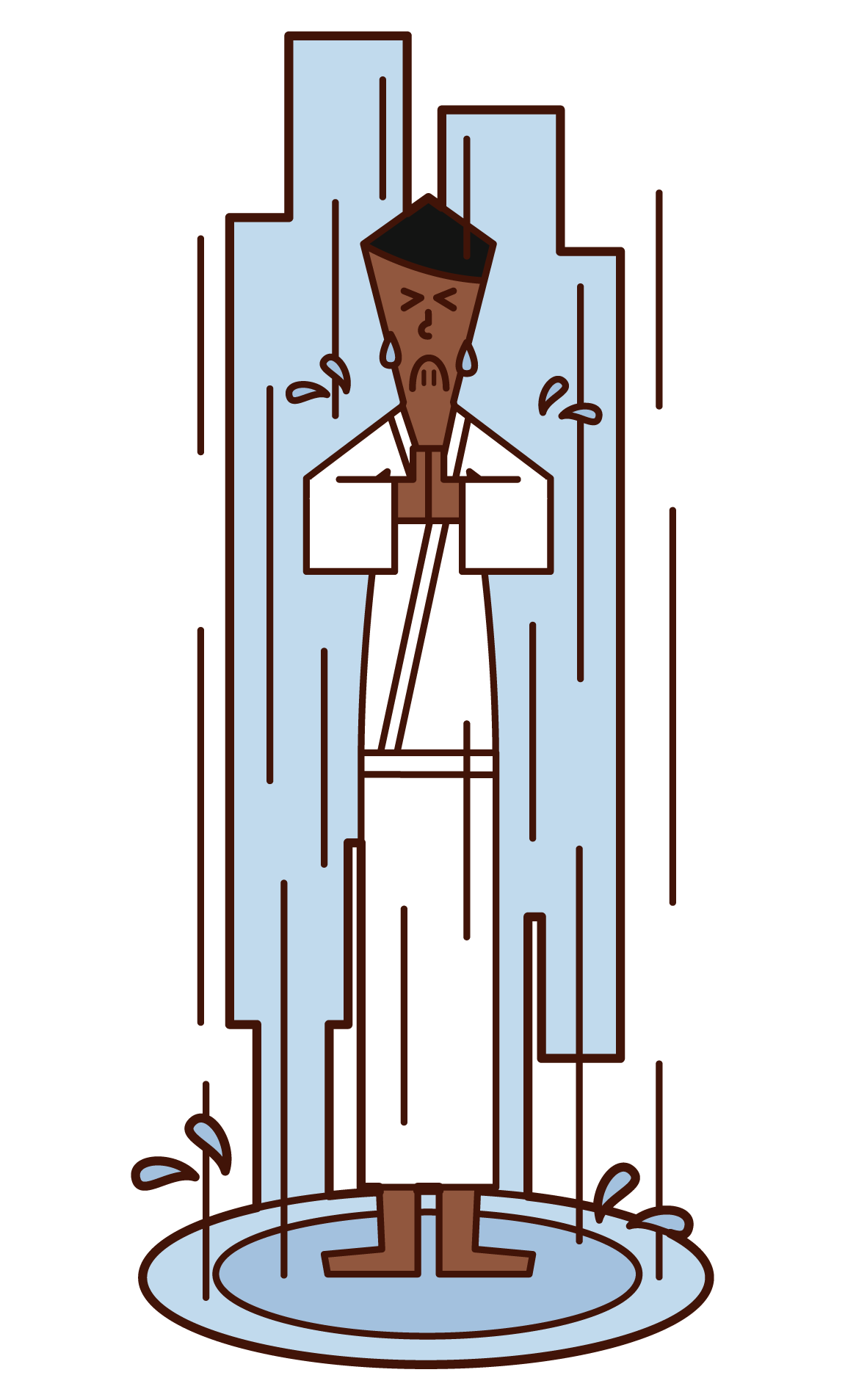 Illustration of a man doing a waterfall line