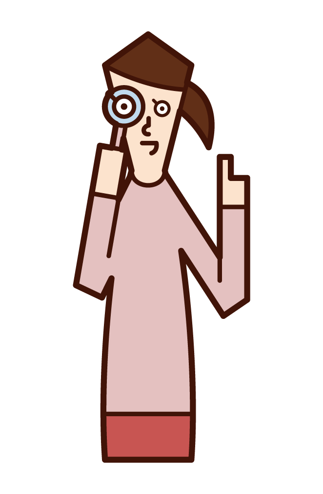 Illustration of a person (female) who conducts a survey