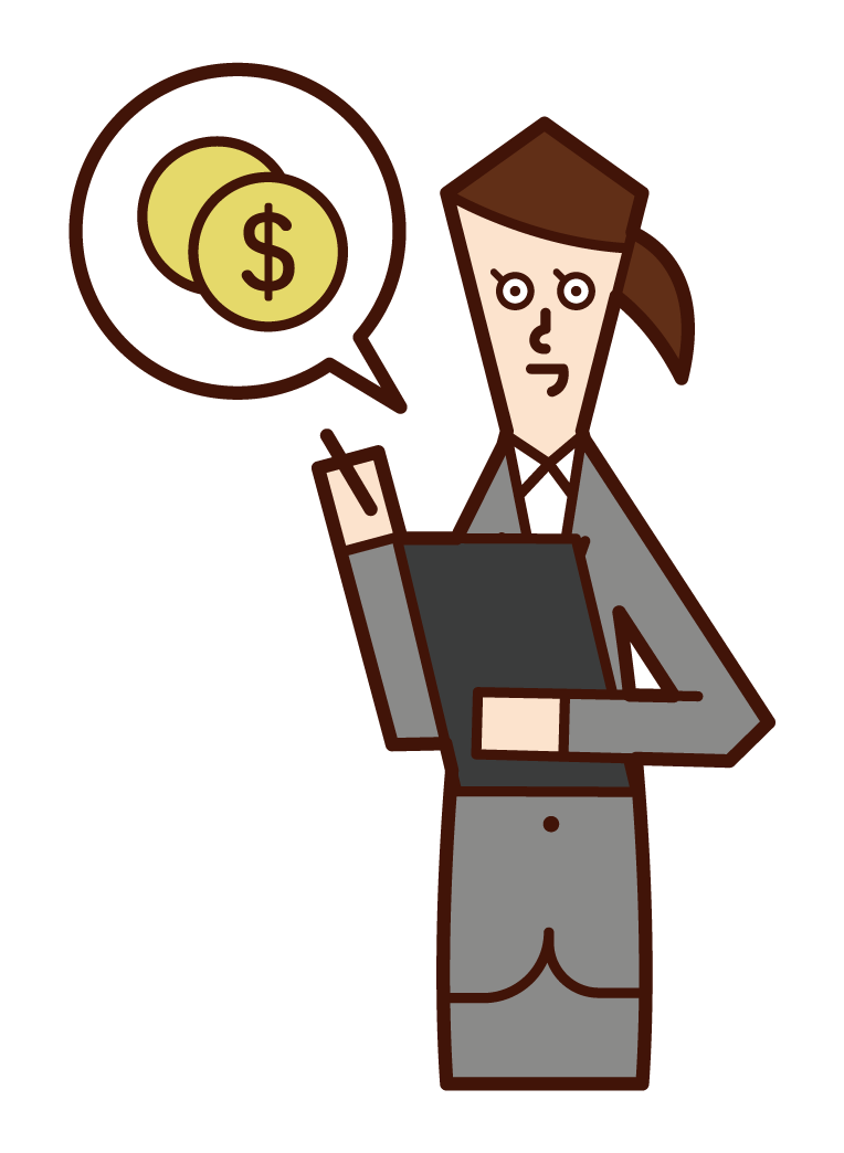 Illustration of a person (woman) giving an invoice