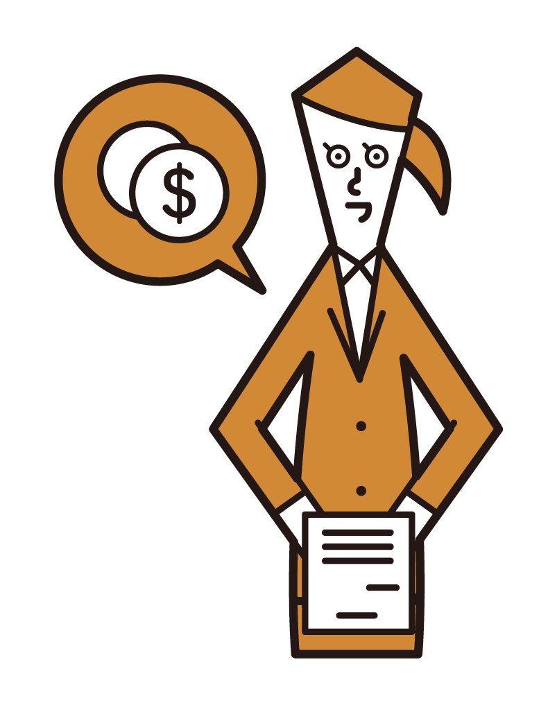 Illustration of a person (woman) giving an invoice