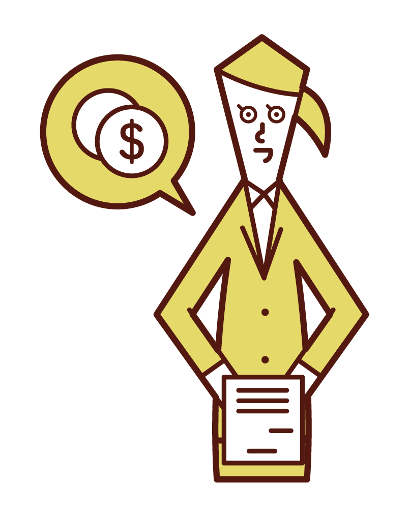Illustration of a person (woman) giving an invoice
