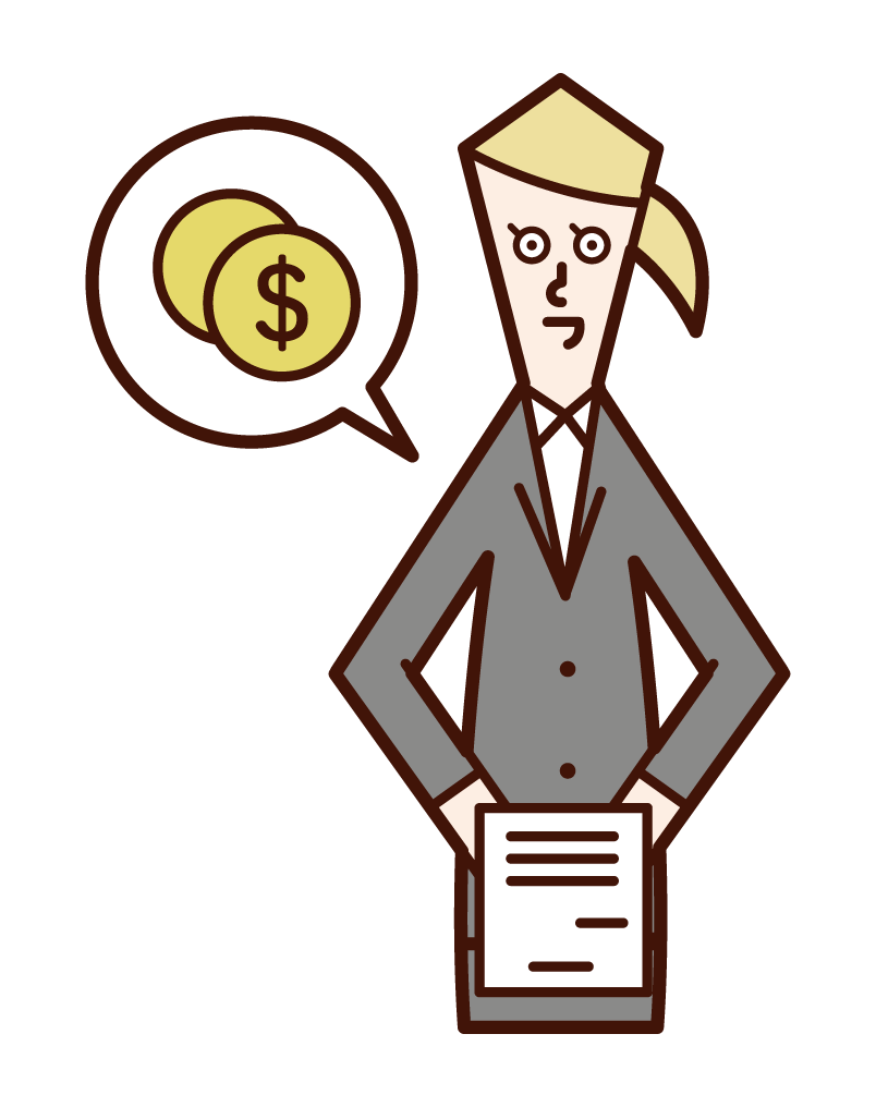 Illustration of a person (woman) giving an invoice