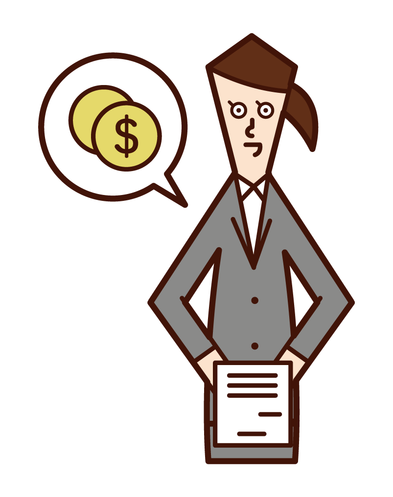 Illustration of a person (woman) giving an invoice