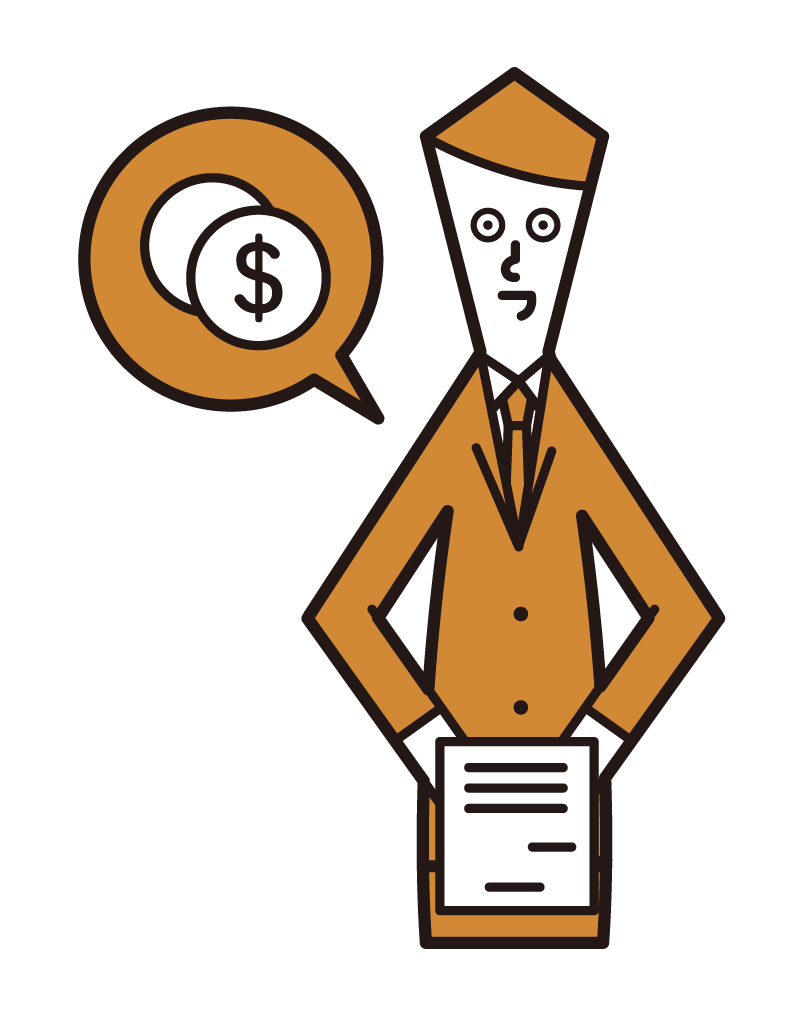 Illustration of a man (male) who gives the invoice