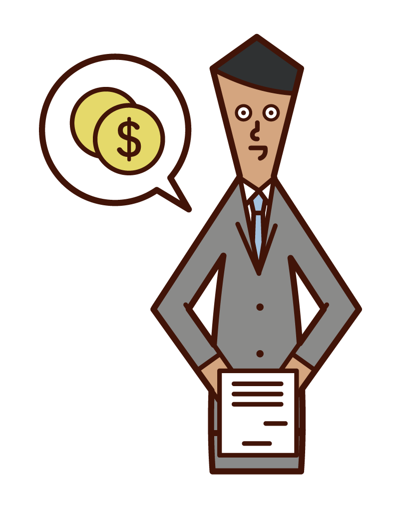 Illustration of a man (male) who gives the invoice