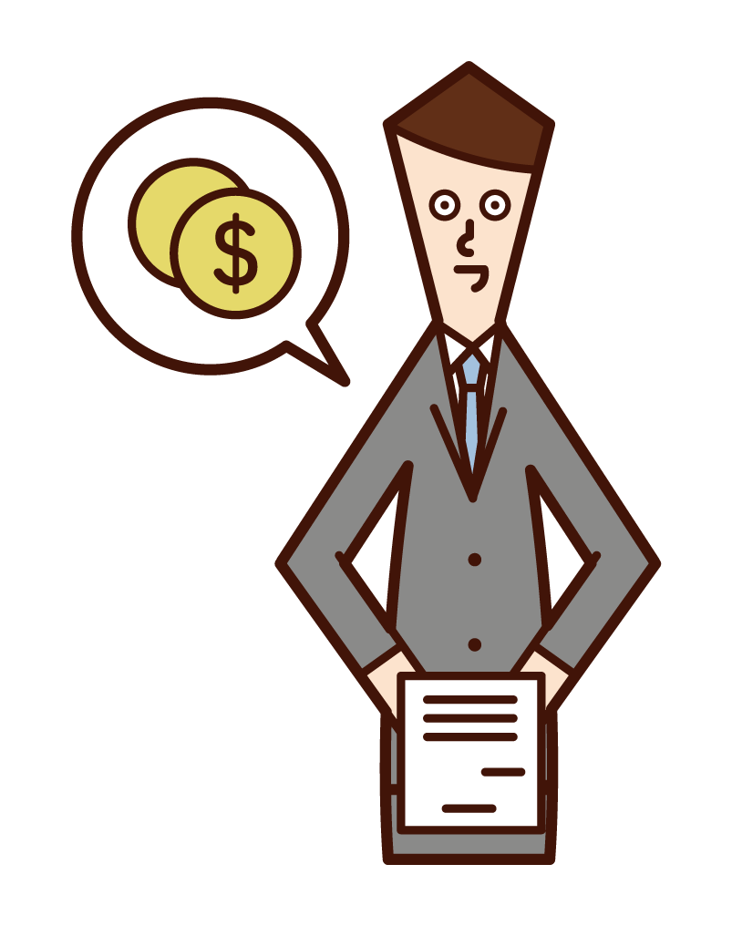 Illustration of a man (male) who gives the invoice