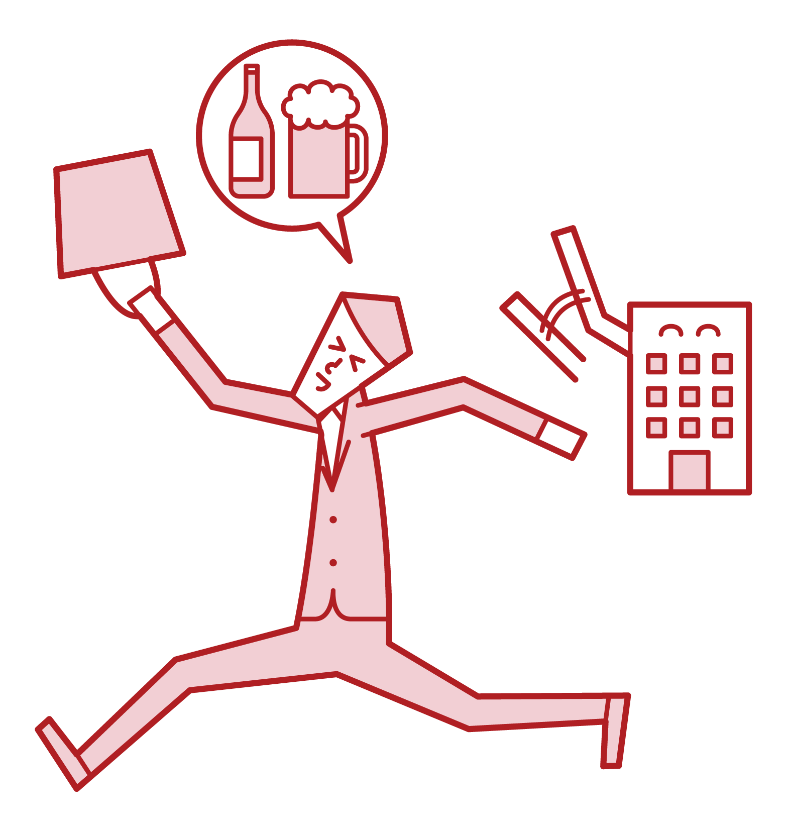 Illustration of a person (male) leaving the office