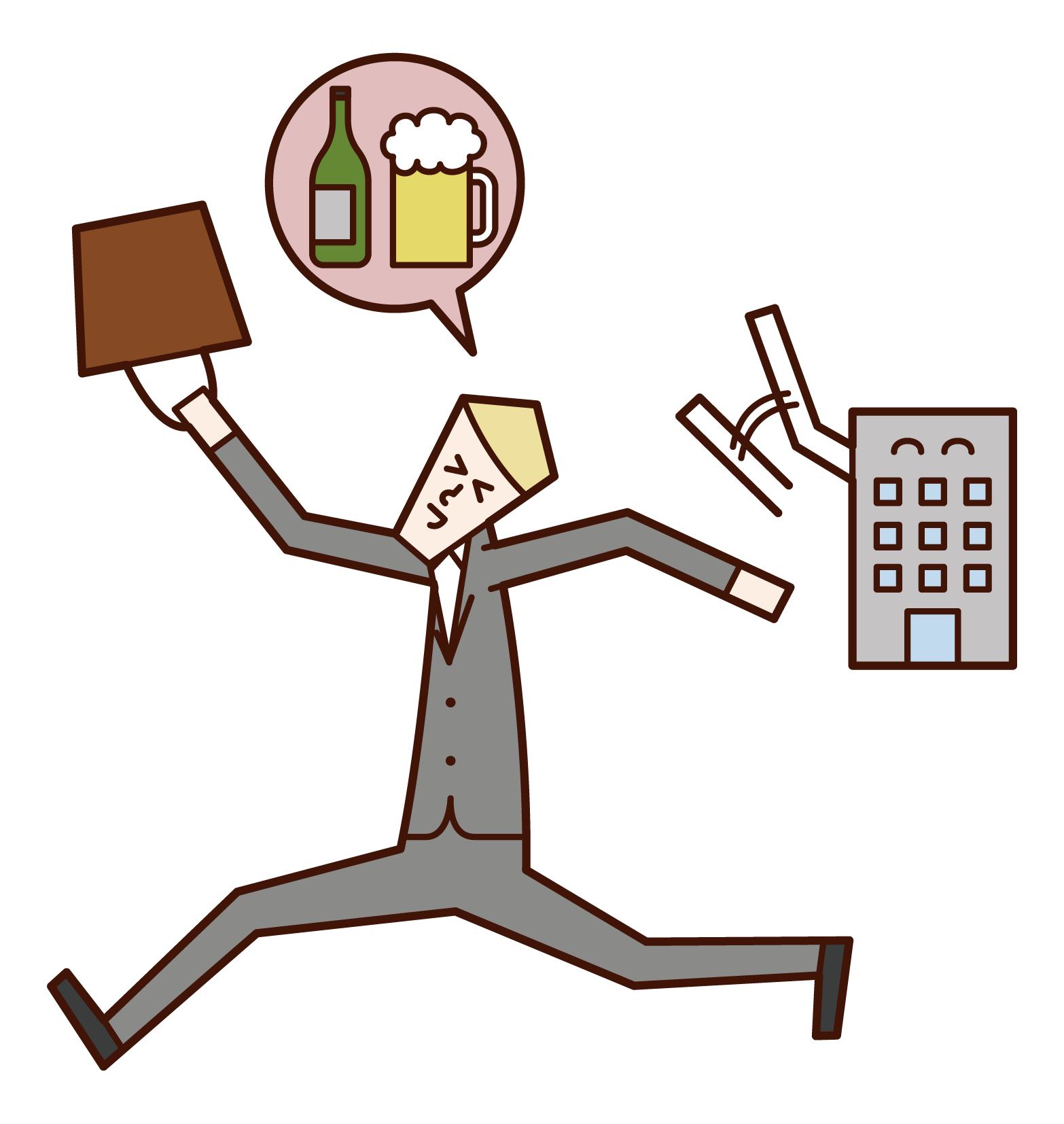 Illustration of a person (male) leaving the office