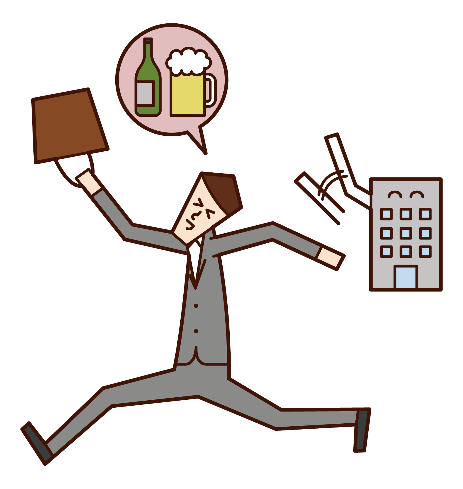 Illustration of a person (male) leaving the office