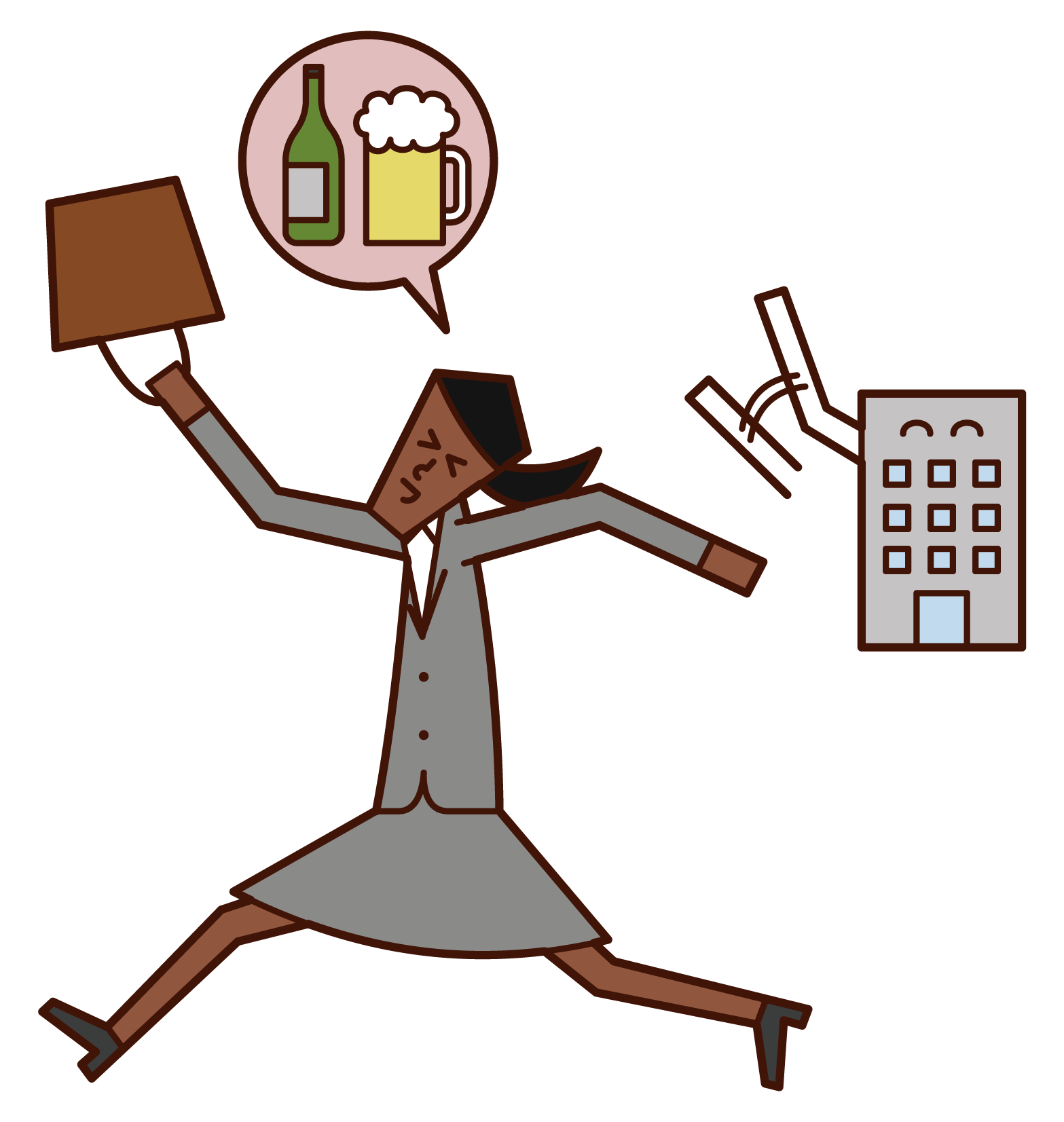 Illustration of a person (woman) leaving the office