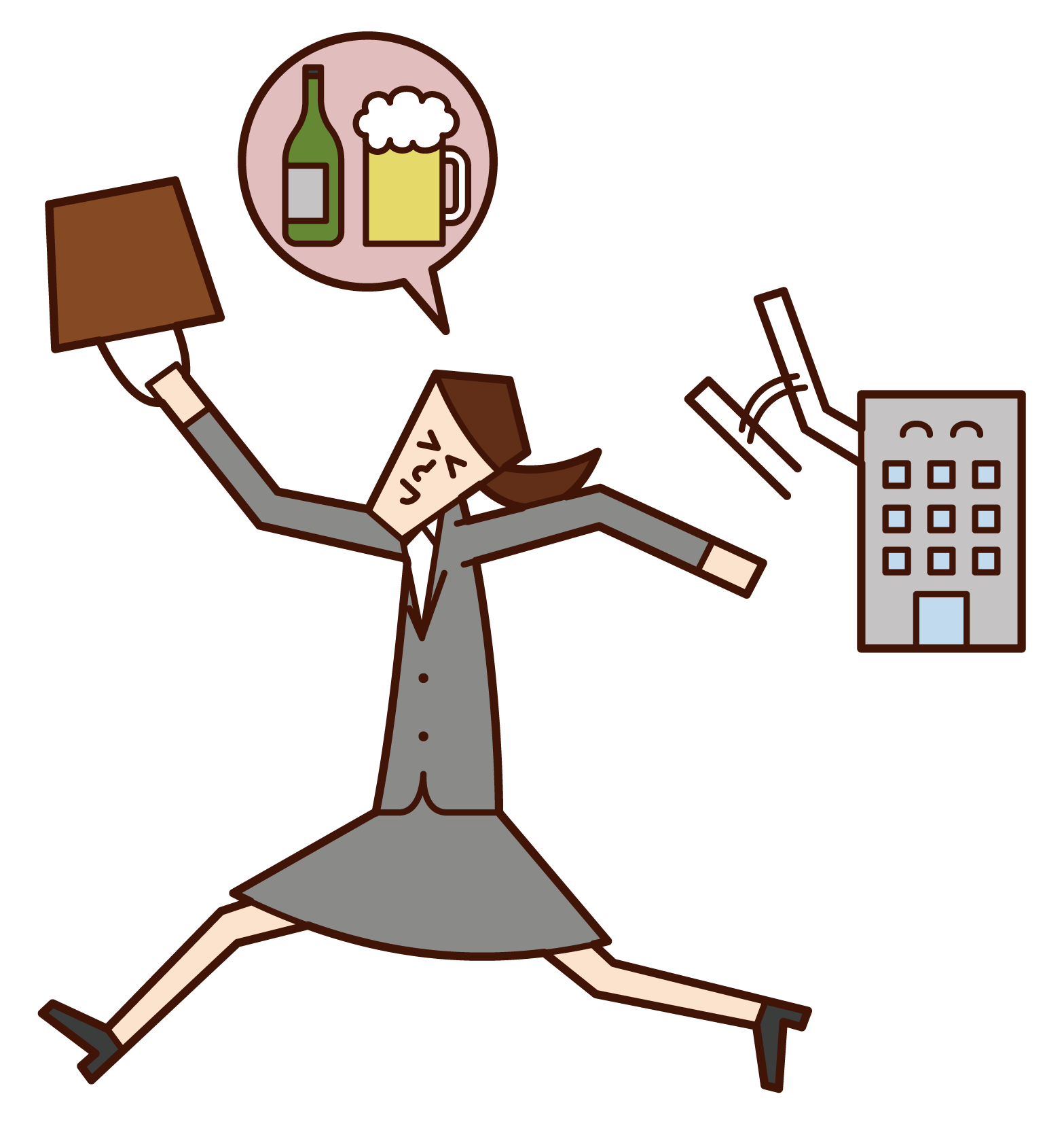 Illustration of a person (woman) leaving the office