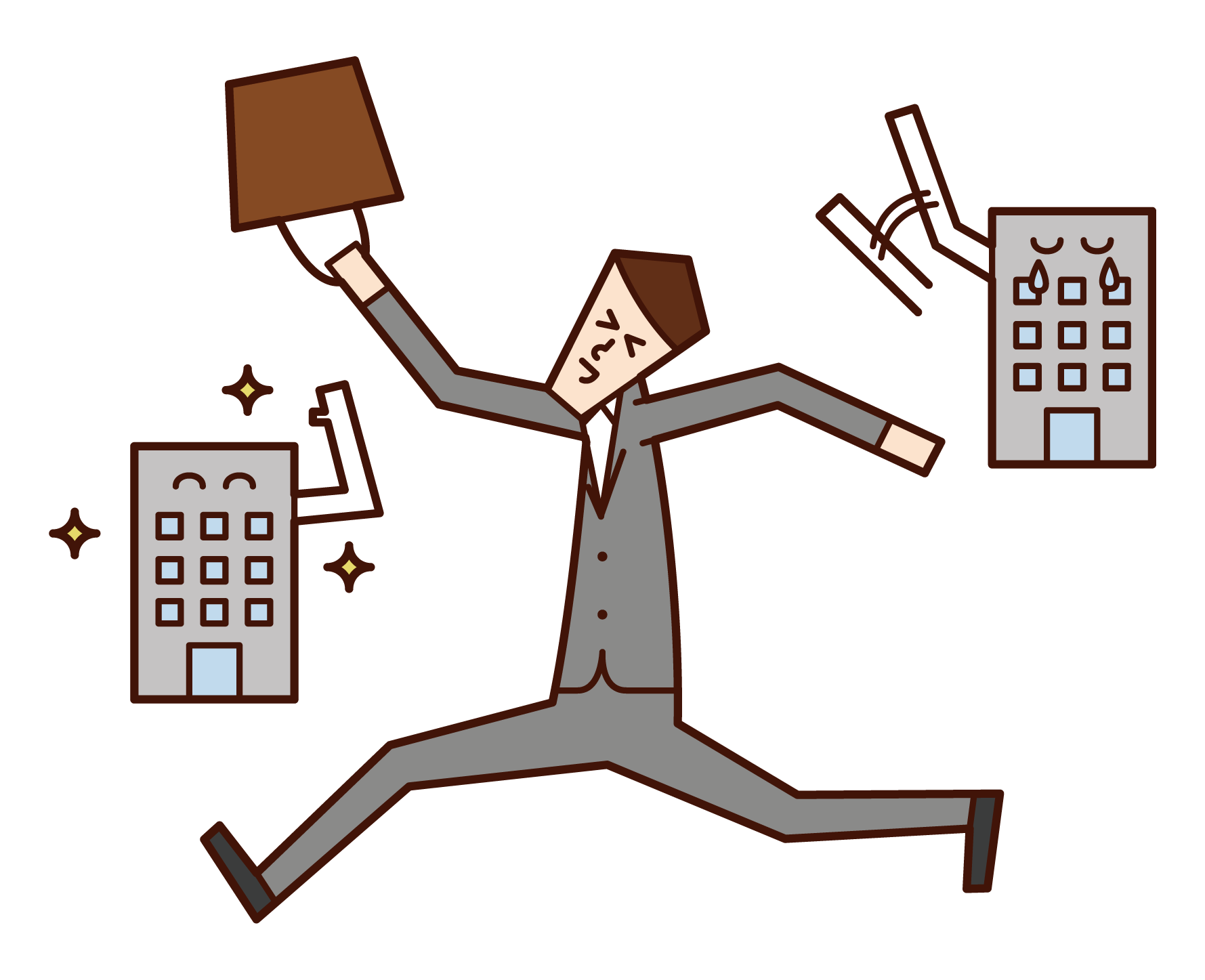 Illustration of a person (woman) leaving the office