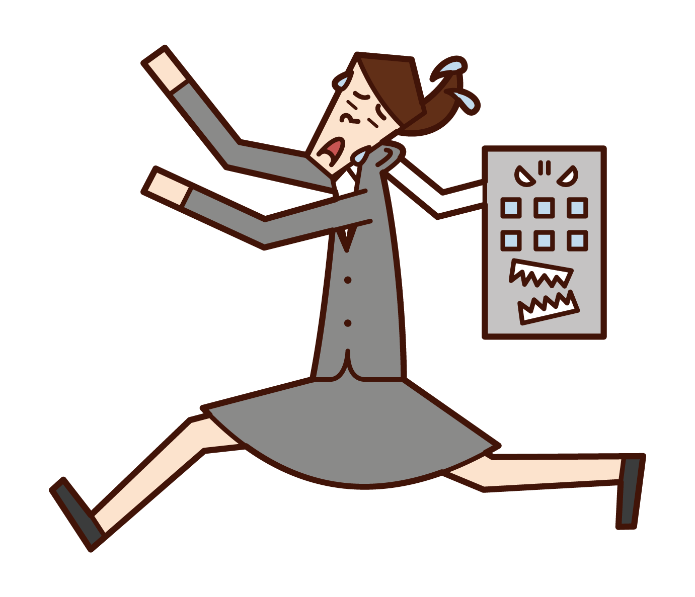 Illustration of a person (male) who cannot leave the office