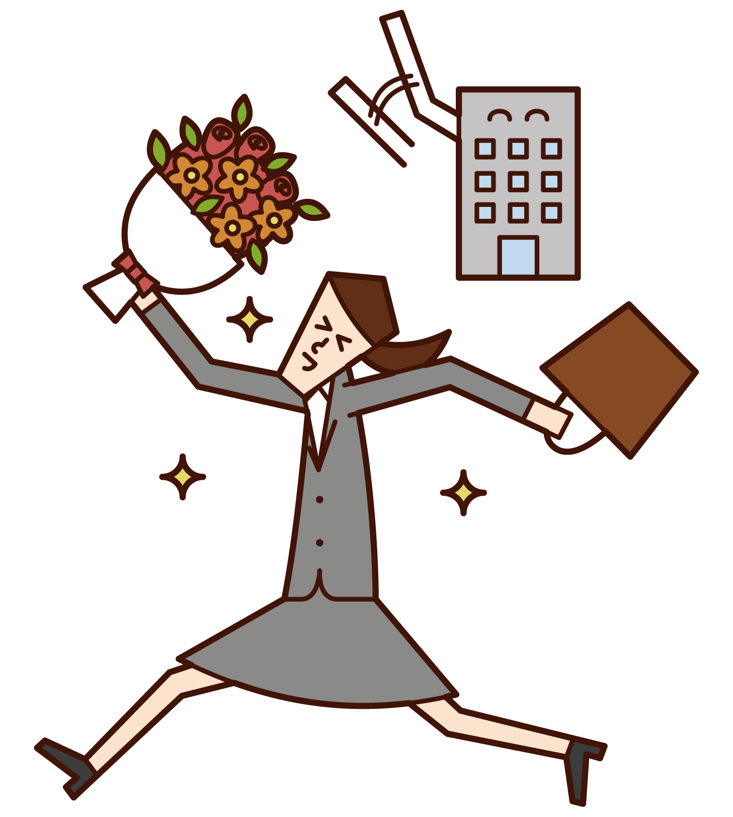 Illustration of a woman who leaves the company or leaves the company