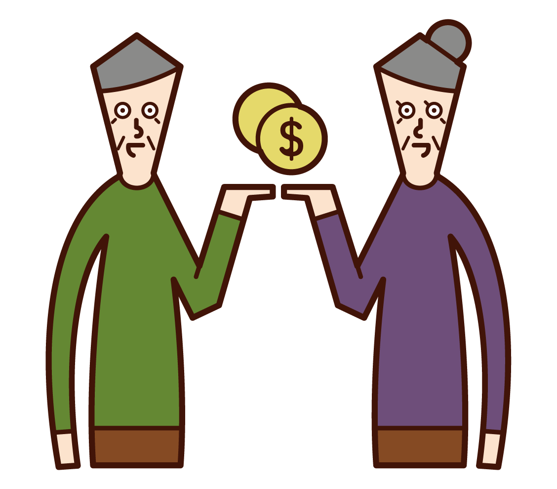 Illustration of a couple receiving a pension