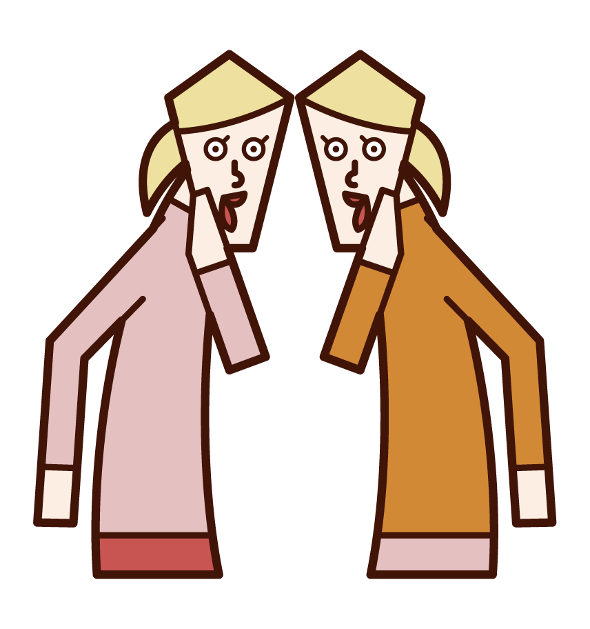 Illustration of people (women) talking about hisokiso