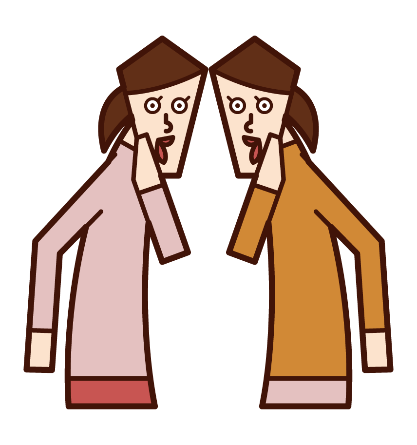 Illustration of people (women) talking about hisokiso