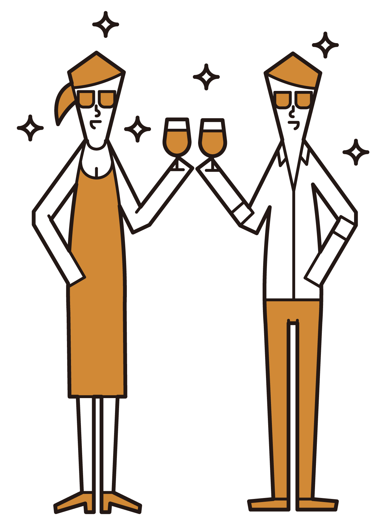 Illustration of a celebrity couple toasting
