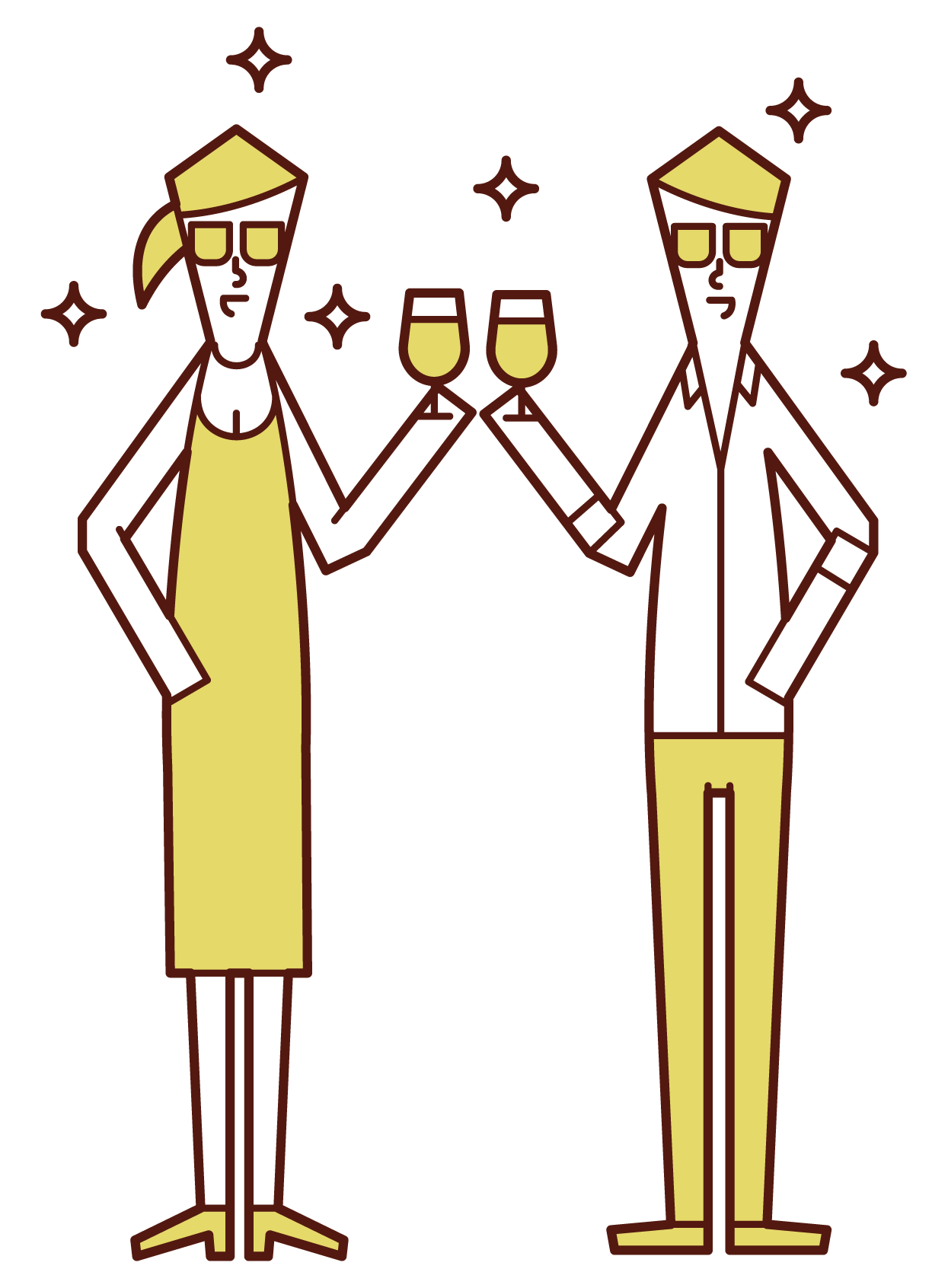 Illustration of a celebrity couple toasting