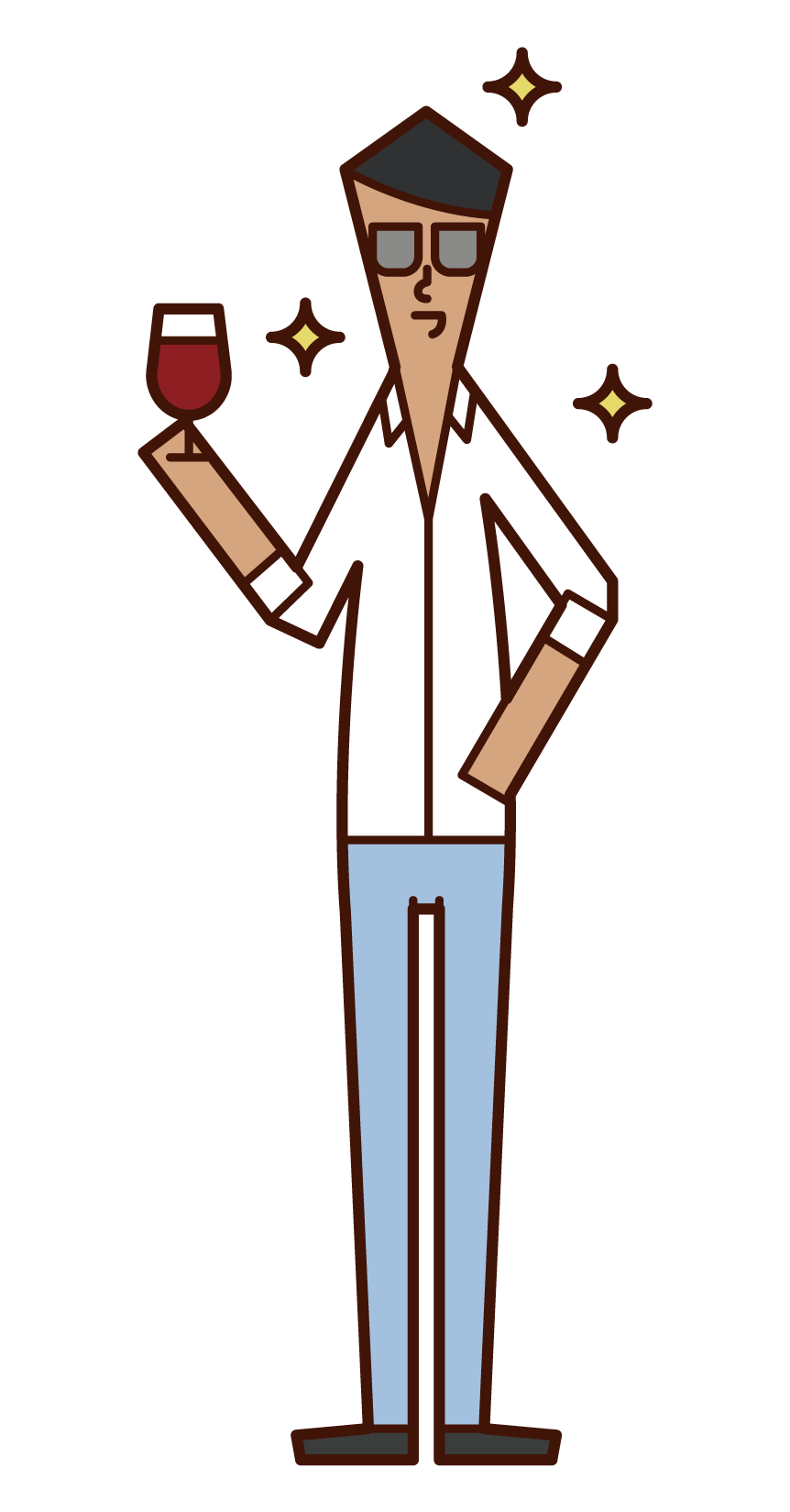 Illustration of a celebrity (male) drinking wine