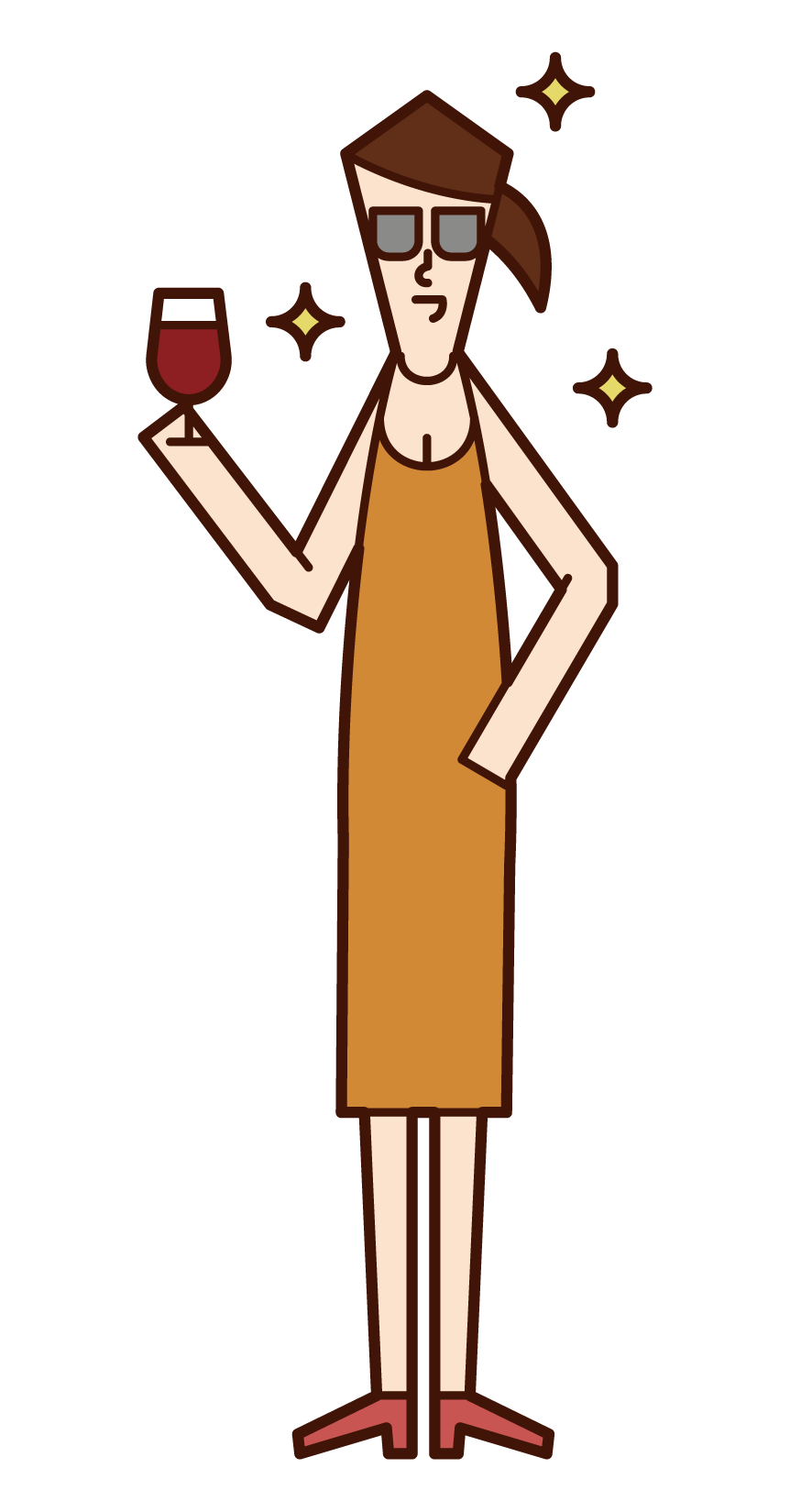 Illustration of a celebrity (woman) drinking wine