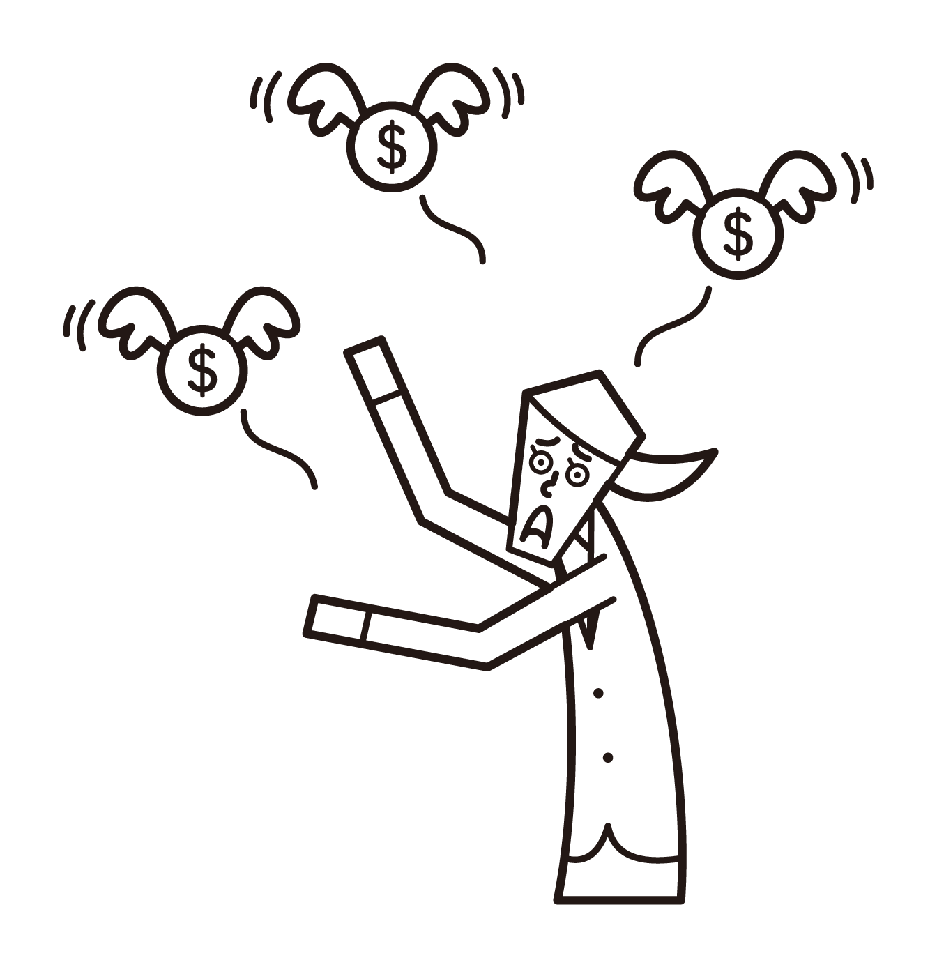 Illustration of a money-slengaway (female)