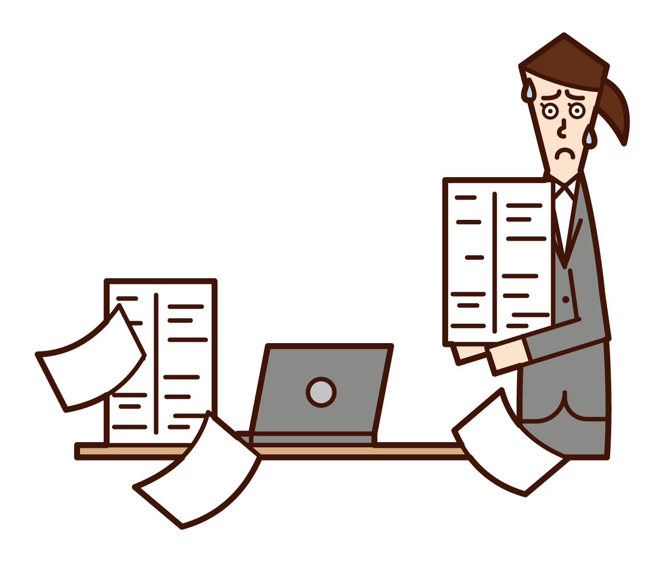 Illustration of a woman organizing documents