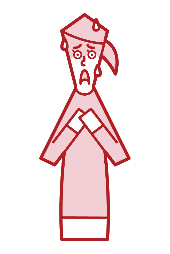 Illustration of a woman who feels palpitations and anxiety