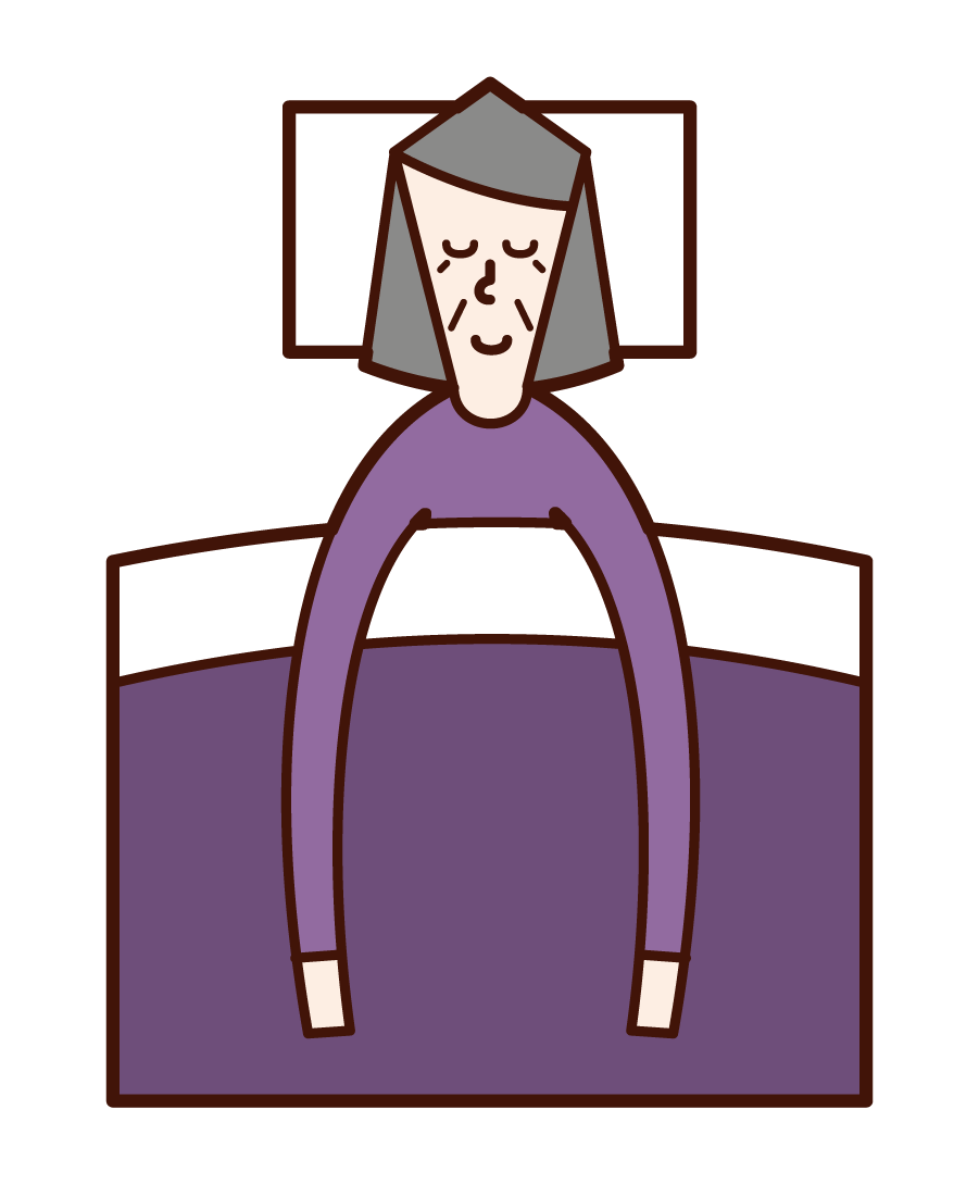 Illustration of a sleeping person (grandmother)