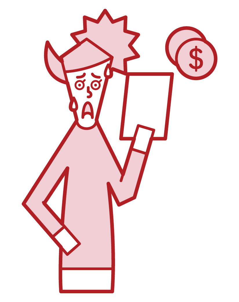 Illustration of a woman who is surprised to see the bill