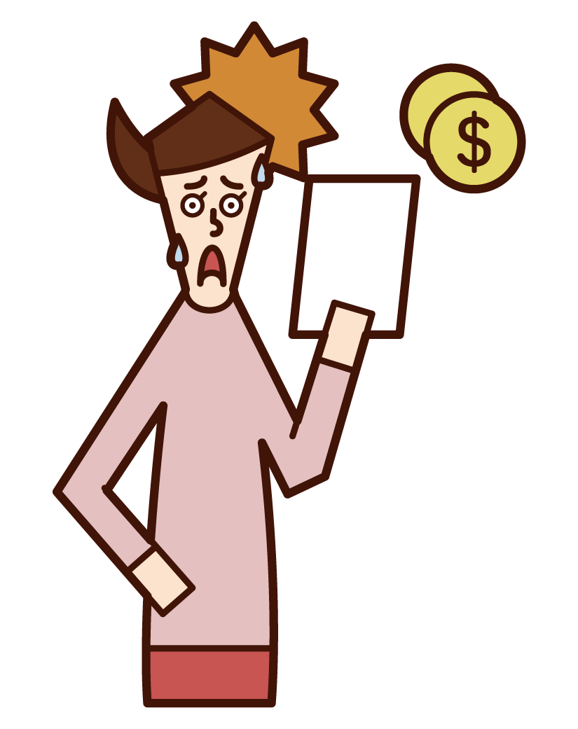 Illustration of a man who is surprised to see the bill