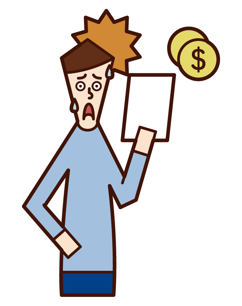 Illustration of a man who is surprised to see the bill